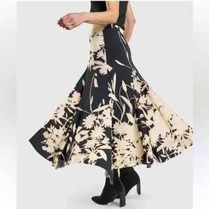 NWT ALEMBIKA Secret Garden Floral Swing Skirt Black Camel Regular And Plus Sizes